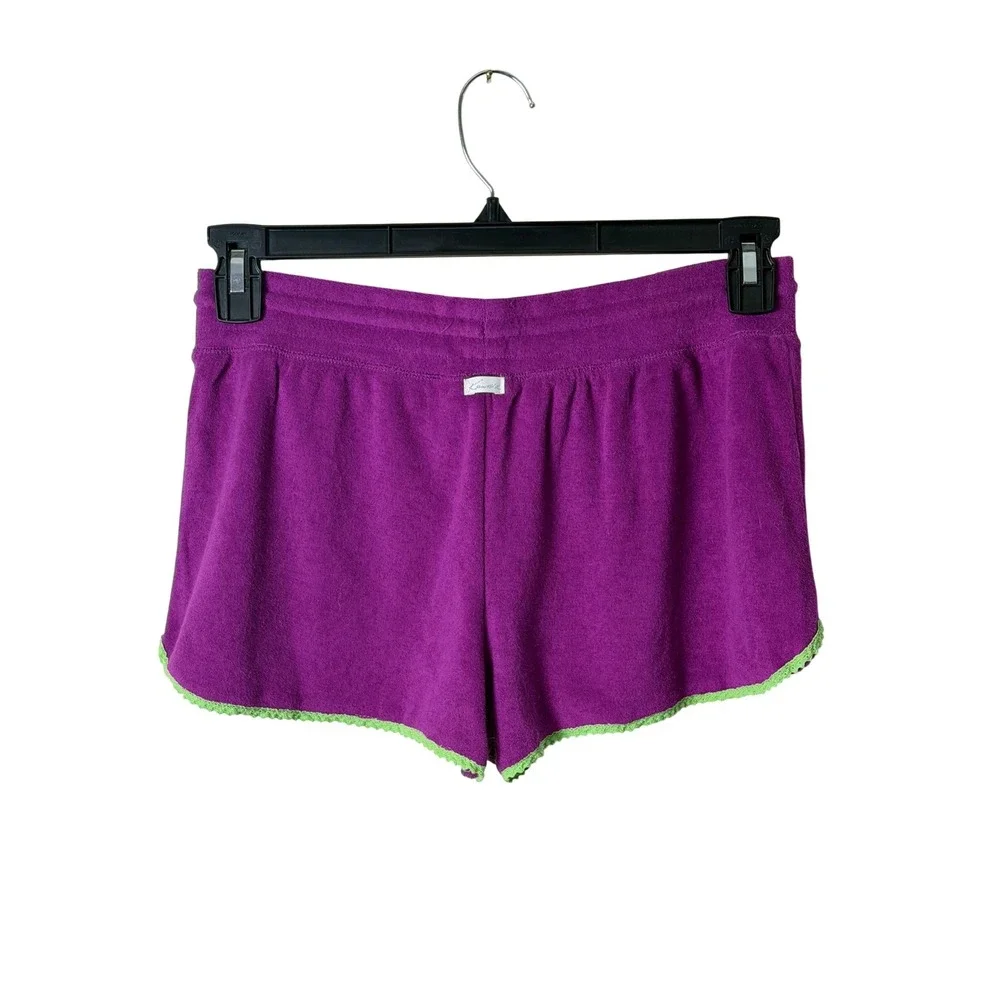 Kenzie‎ Purple Terry Cloth Shorts Medium Bright Festival Drawstring Lounge Beach